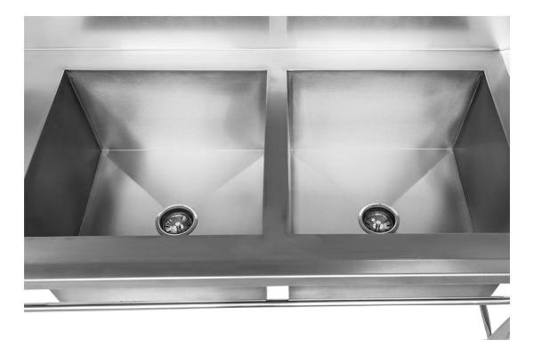 Mesa Pia Aço Inox Industrial com Duas Cubas 50x40x25cm (Direito) - 170x60x80cm - Brascool - 5