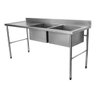 Mesa Pia Aço Inox Industrial com Duas Cubas 50x40x25cm (Direito) - 170x60x80cm - Brascool - 1