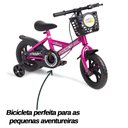 Ver imagem 2 de Bicicleta Infantil Aro 12 Rosa Baby Style Speedy com Rodinhas Removíveis Cesto Cestinha Menina Freio