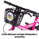 Ver imagem 7 de Bicicleta Infantil Aro 12 Rosa Baby Style Speedy com Rodinhas Removíveis Cesto Cestinha Menina Freio