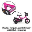 Ver imagem 5 de Bicicleta Infantil Aro 12 Rosa Baby Style Speedy com Rodinhas Removíveis Cesto Cestinha Menina Freio