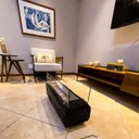 Ver imagem 7 de Lareira Ecológica no Dormente com Rodinhas e Queimador em Inox - 1m x 22 cm - Cabulco com vidros