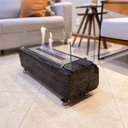 Ver imagem 1 de Lareira Ecológica no Dormente com Rodinhas e Queimador em Inox - 1m x 22 cm - Cabulco com vidros