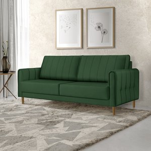 Sofá Living Biagio 1,70m Veludo Pés Madeira Espuma D-28:verde