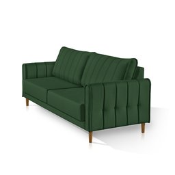 Sofá Living Biagio 1,70m Veludo Pés Madeira Espuma D-28:verde - 2