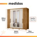 Ver imagem 3 de Guarda Roupas Casal Detalhe Ripado com Espelho 6 Portas 4 Gavetas Roma Madeirado/off White Madeirado