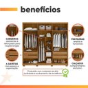 Ver imagem 4 de Guarda Roupas Casal Detalhe Ripado com Espelho 6 Portas 4 Gavetas Roma Madeirado/off White Madeirado