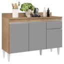 Ver imagem 1 de Balcão Gabinete 120cm com Tampo 3 Portas 1 Gaveta Arizona Castanho/cinza - Lumil Móveis