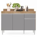Ver imagem 6 de Balcão Gabinete 120cm com Tampo 3 Portas 1 Gaveta Arizona Castanho/cinza - Lumil Móveis