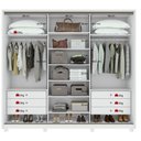 Ver imagem 5 de Guarda-roupa Casal com Espelho 3 Portas de Correr 6 Gavetas Spazio Glass Lopas - Branco - Bymobille