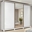 Ver imagem 1 de Guarda-roupa Casal com Espelho 3 Portas de Correr 6 Gavetas Spazio Glass Lopas - Branco - Bymobille