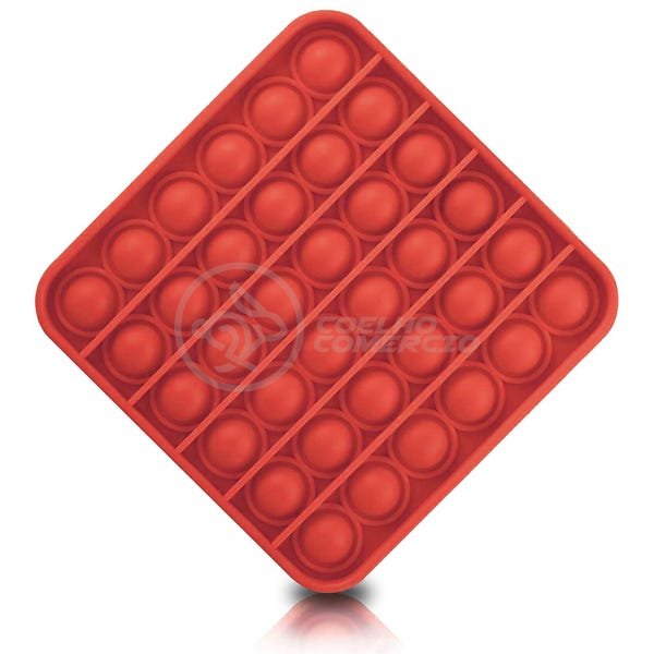 Pop It Quadrado Fidget Toy Brinquedo Silicone Anti Stress Ansiedade Estourar Bolha Sensor - Vermelho - 5