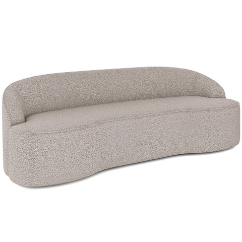 Sofá 4 Lugares Curvo Sala de Estar Living Lótus D02 Bouclê Bege 230 cm B-62 - Lyam Decor