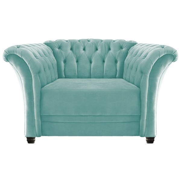 Kit 02 Poltronas e Namoradeira Chesterfield Sofia Suede Azul Tiffany - Doce Sonho Móveis - 6