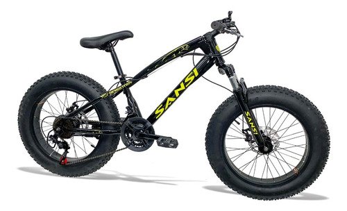 Bicicleta Aro 20 Infantil Pneus 4.0 Freios a Disco Fat Bike - Preto