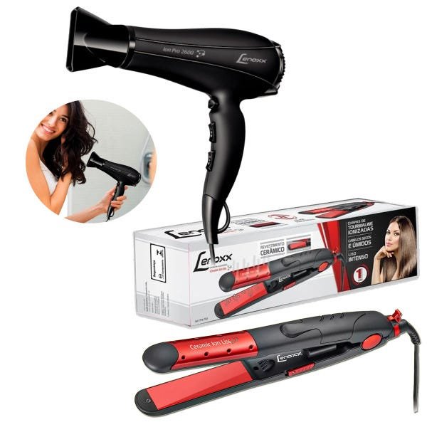 Prancha Chapinha Ion 2600 + Secador Cabelo 1900w - Lenoxx