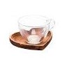 Conjunto 6 Xícaras Chá Com Pires Coração Madeira Teca 190ML - WOODART - 3