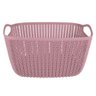 Cesto Trançado Retangular Alto Grande Rosa Antigo Mor - 1