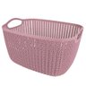 Cesto Trançado Retangular Alto Grande Rosa Antigo Mor - 2