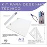 Kit Desenho Técnico Engenharia Arquitetura Prancheta A3 Formica Par Esquadros 32 cm Cis 303 Regua - 1