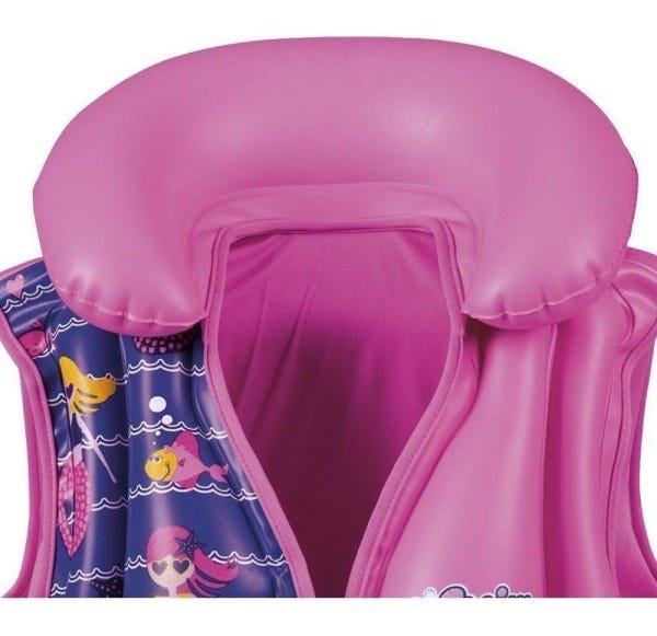 Boia Colete Inflável Salva Vidas Infantil Deluxe Rosa Bel - 3