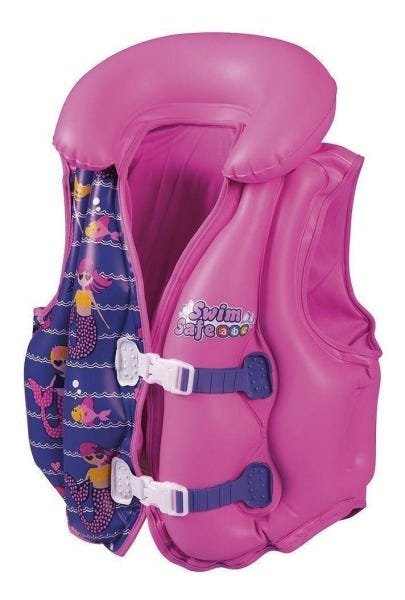 Boia Colete Inflável Salva Vidas Infantil Deluxe Rosa Bel - 1