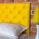 Ver imagem 2 de Cabeceira Estofada Casal Capitonê Corino Amarelo 140 X 120 cm RBL