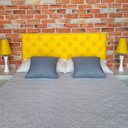 Ver imagem 1 de Cabeceira Estofada Casal Capitonê Corino Amarelo 140 X 120 cm RBL