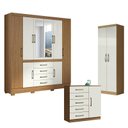 Ver imagem 1 de Guarda Roupa Casal Nápole 2045149 e Armário Multiuso New 2000192 e Cômoda Milão Atacama Off White -