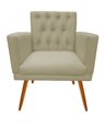 Ver imagem 3 de Kit Namoradeira + 2 Poltronas Decorativa Nina Capitonê Couro Bege Pés Madeira Mz Decor