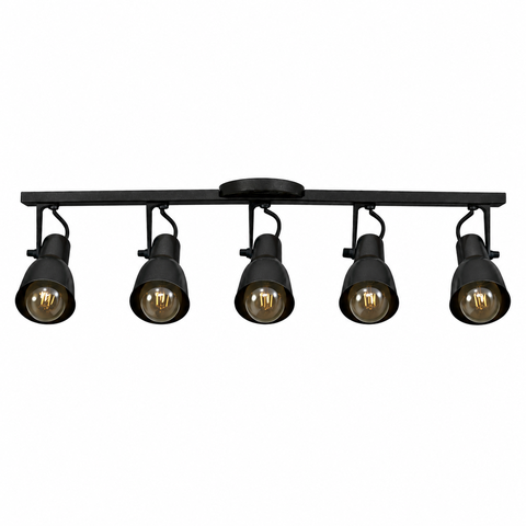 Spot Trilho Light Aluminio Teto e27 5 Luzes Lumini Lab - Preto Microtextura