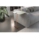 Ver imagem 1 de Mesa de Apoio para Sofá Soft Couro Marrom Base Cobre - Off White