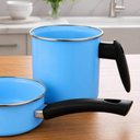 Ver imagem 6 de Conjunto Esmaltado Ágata Leiteira 1,3L e Papeiro 800ml Azul Bebê Metallouça Cabos em Baquelite
