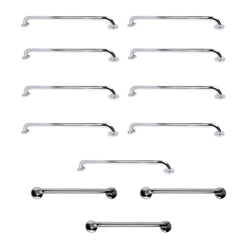 Barra de Apoio Inox 30cm 80cm Kit 12 Unidades Idoso Cadeirante Deficiente Banheiro Box Corrimao Aces