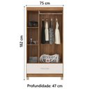 Ver imagem 2 de Guarda Roupas Solteiro 3 Portas 1 Gaveta Amêndoa/off White Prince Demóbile Amêndoa