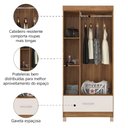 Ver imagem 4 de Guarda Roupas Solteiro 3 Portas 1 Gaveta Amêndoa/off White Prince Demóbile Amêndoa