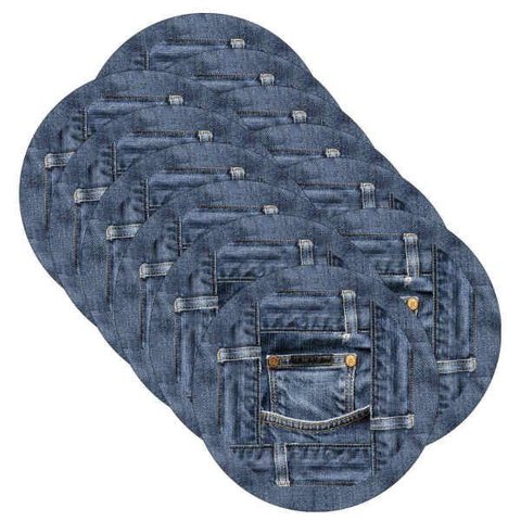 Sousplat Jeans Calça - 12 Peças - com Base