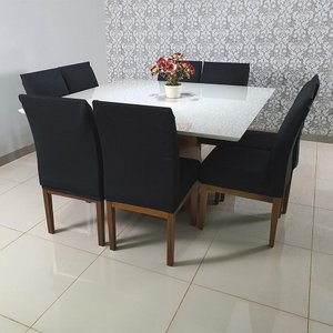 Capas Para Cadeiras De Jantar 08 Peças Em Malha Gel Lisa - Preto