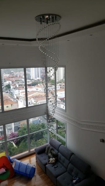 Lustre Pendente Grande em Cristais Legítimos K9 Base em inox prateada para pé direito alto 2 metros - 10