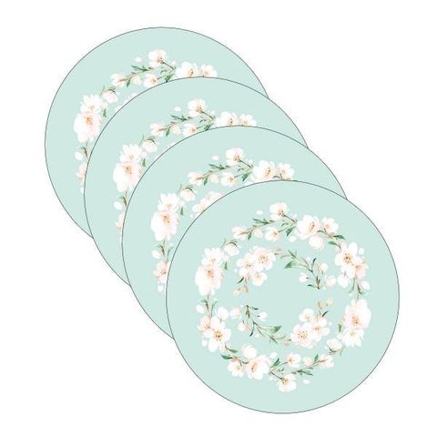 Sousplat Flor Sakura Branca - 4 Peças - com Base