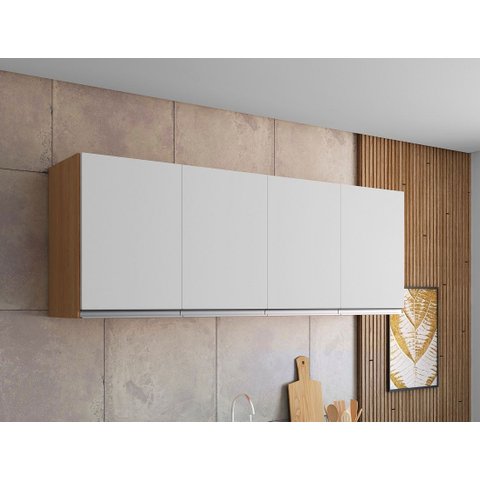 Armário de Cozinha Aéreo Andréia 150cm Amêndoa/Branco - AJL Móveis