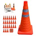 Ver imagem 4 de Cone Retratil Flexivel Sinalizaçao Kit 24 Uni Estrada Dobravel Alerta Obra Rodovia Segurança Emergen