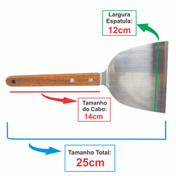 Espatula de Metal Aço Inox Cabo de Madeira Cozinha Lanches Profissional 12cm - 3
