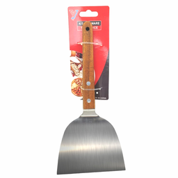 Espatula de Metal Aço Inox Cabo de Madeira Cozinha Lanches Profissional 12cm - 1