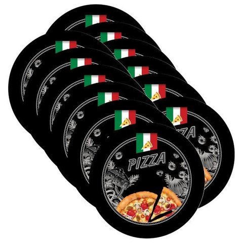 Sousplat Pizza Black - 12 Peças - com Base