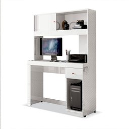 Mesa para Computador e Estante com Gaveta e Nicho Joya Branco - 2 Mesa para Computador e Estante com Gaveta e Nicho Joya Branco - 2