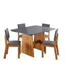 Ver imagem 2 de Conjunto de Sala de Jantar 4 Lugares Bari com Mesa MDF e Cadeiras Estofadas Mel e Cinza