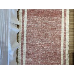 Tapete Beira de Cama Dupla Face com Franja 80x160cm: Vermelho e Cru - 5