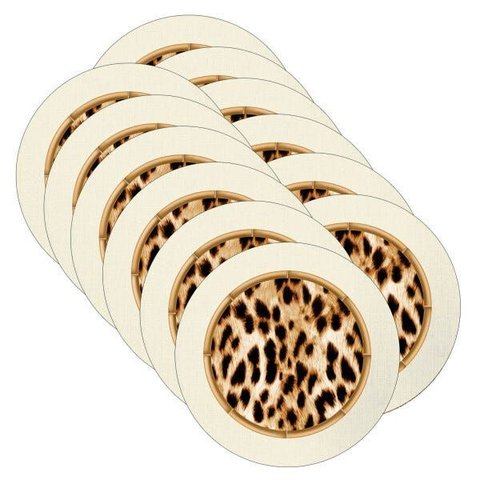 Sousplat Onça Animal Print - 12 Peças - com Base