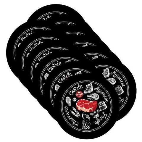 Sousplat Churrasco Black - 12 Peças - com Base